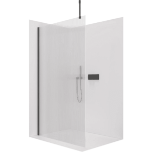 CERANO - Sprchová zástěna Walk-in Onyx Top Cube L/P - 8 mm - hranatá vzpěra - černá matná, rýhované sklo - 60x200 CER-8050BD7027 vyobraziť