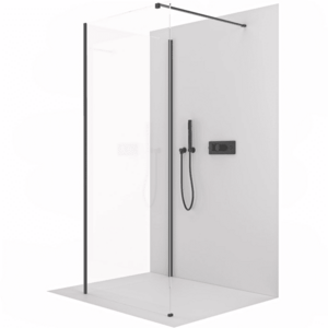 CERANO - Sprchová zástěna Walk-in Onyx Corner Cube L/P - 8 mm - hranatá vzpěra - černá matná, transparentní sklo - 140x60x200 CER-8050BD9925 vyobraziť