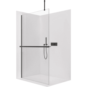 CERANO - Sprchová zástěna Walk-in Onyx Top Cube L/P - 8 mm - hranatá vzpěra + polička/držák na ručníky - černá matná, transparentní sklo - 160x200 CER-8050BD7149 vyobraziť