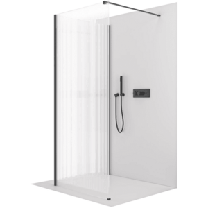 CERANO - Sprchová zástěna Walk-in Onyx Corner Cube L/P - 8 mm - hranatá vzpěra - černá matná, rýhované sklo - 120x120x200 CER-8050BD7399 vyobraziť