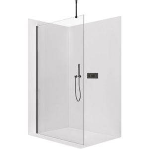 CERANO - Sprchová zástěna Walk-in Onyx Top Round L/P - 10 mm - kulatá vzpěra - černá matná, transparentní sklo - 150x200 CER-8050BD78070 vyobraziť