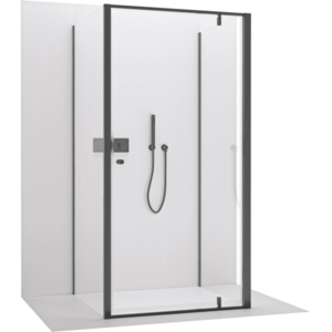 CERANO - Třístěnný sprchový kout Ferri U L/P - 6 mm - černá matná, transparentní sklo - 80x80x195 - pivotový CER-8050BD7854 vyobraziť