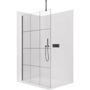CERANO - Sprchová zástěna Walk-in Onyx Top Round L/P - 8 mm - kulatá vzpěra - černá matná, industriální sklo - 150x200 CER-8050BD1750 vyobraziť