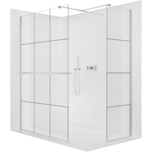 CERANO - Sprchová zástěna Walk-in Onyx T L/P - 8 mm - hranatá vzpěra + polička/držák na ručníky - chrom, industriální sklo - 150x140x200 CER-8050BD4485 vyobraziť