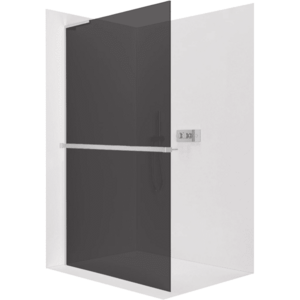 CERANO - Sprchová zástěna Walk-in Onyx L-levá vzpěra - 10 mm + polička/držák na ručníky - chrom, grafitové sklo - 120x200 CER-8050BD74689 vyobraziť