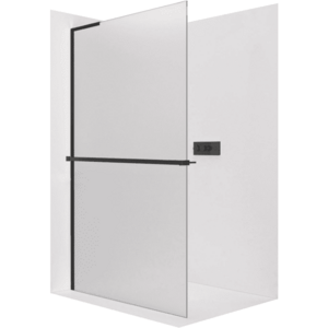 CERANO - Sprchová zástěna Walk-in Onyx L-levá vzpěra - 8 mm + polička/držák na ručníky - černá matná, mléčné sklo - 160x200 CER-8050BD822 vyobraziť