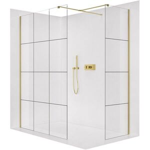 CERANO - Sprchová zástěna Walk-in Onyx T L/P - 8 mm - hranatá vzpěra - zlatá, industriální sklo - 160x150x200 CER-8050BD3781 vyobraziť