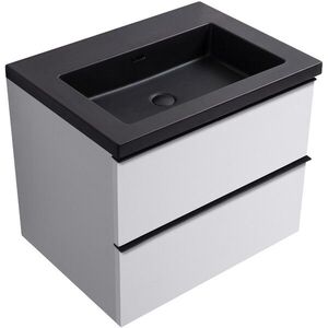 CERANO - Koupelnová skříňka Velora - bílá matná, úchytka černá + umyvadlo z lit. mramoru Ovo - černá matná - 70, 5x58x46, 5 CER-979941 vyobraziť