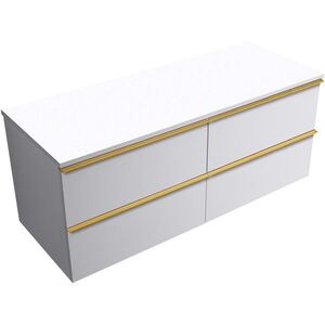 CERANO - Koupelnová skříňka Velora - bílá matná, úchytka zlatá + deska z lit. mramoru Elanys - 12 mm - bílá matná - 120x54, 2x46, 5 CER-679418 vyobraziť