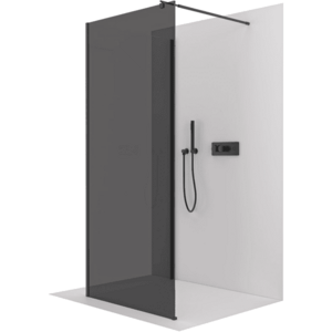 CERANO - Sprchová zástěna Walk-in Onyx Corner Round L/P - 8 mm - kulatá vzpěra - černá matná, grafitové sklo - 90x110x200 CER-670136 vyobraziť