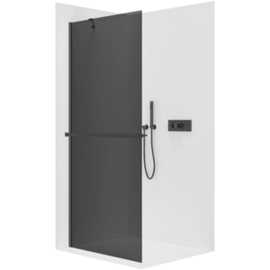 CERANO - Sprchová zástěna Walk-in Onyx Y L/P - 8 mm + polička/držák na ručníky - černá matná, grafitové sklo - 100x200 CER-8050BD1176 vyobraziť