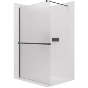 CERANO - Sprchová zástěna Walk-in Onyx Round L/P - 8 mm - kulatá vzpěra + polička/držák na ručníky - černá matná, mléčné sklo - 30x200 CER-8050BD80015 vyobraziť