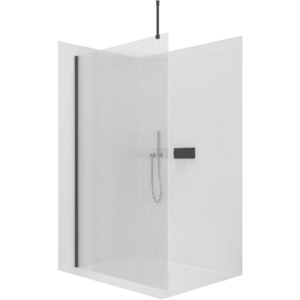 CERANO - Sprchová zástěna Walk-in Onyx Top Round L/P - 8 mm - kulatá vzpěra - černá matná, rýhované sklo - 120x200 CER-8050BD1571 vyobraziť