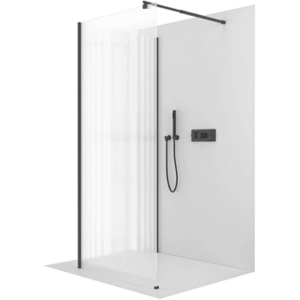 CERANO - Sprchová zástěna Walk-in Onyx Corner Round L/P - 8 mm - kulatá vzpěra - černá matná, rýhované sklo - 120x90x200 CER-8050BD71628 vyobraziť