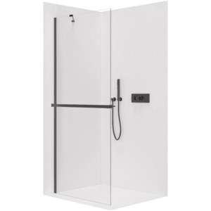 CERANO - Sprchová zástěna Walk-in Onyx Y L/P - 8 mm + polička/držák - černá matná, transparentní sklo - 110x200 CER-8050BD1189 vyobraziť
