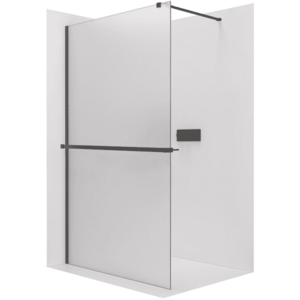 CERANO - Sprchová zástěna Walk-in Onyx Cube L/P - 8 mm + polička/držák na ručníky - hranatá vzpěra - černá matná, mléčné sklo - 110x200 CER-8050BD605 vyobraziť