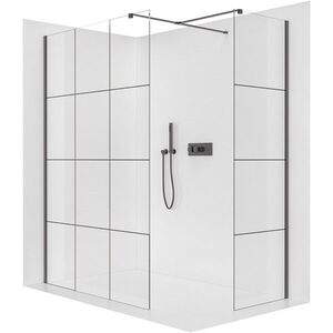 CERANO - Sprchová zástěna Walk-in Onyx T L/P - 8 mm - hranatá vzpěra - černá matná, industriální sklo - 150x120x200 CER-8050BD3095 vyobraziť