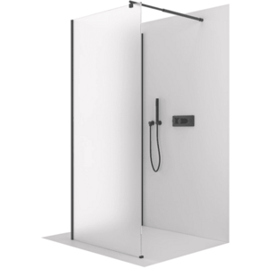 CERANO - Sprchová zástěna Walk-in Onyx Corner Round L/P - 8 mm - kulatá vzpěra - černá matná, mléčné sklo - 70x110x200 CER-670235 vyobraziť