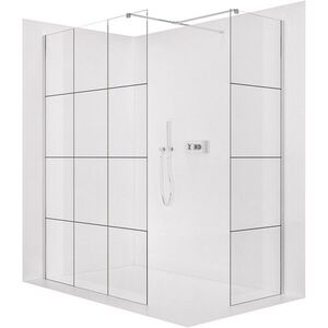 CERANO - Sprchová zástěna Walk-in Onyx T L/P - 8 mm - hranatá vzpěra - chrom, industriální sklo - 110x110x200 CER-8050BD2766 vyobraziť