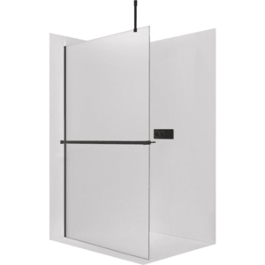 CERANO - Sprchová zástěna Walk-in Onyx Top Cube L/P - 8 mm - hranatá vzpěra + polička/držák na ručníky - černá matná, mléčné sklo - 30x200 CER-8050BD80072 vyobraziť
