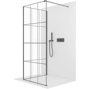 CERANO - Sprchová zástěna Walk-in Onyx Corner Cube L/P - 8 mm - hranatá vzpěra - černá matná, industriální sklo - 150x110x200 CER-8050BD711696 vyobraziť