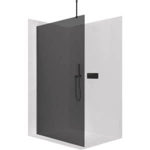 CERANO - Sprchová zástěna Walk-in Onyx Top Round L/P - 8 mm - kulatá vzpěra - černá matná, grafitové sklo - 40x200 CER-8050BD71973 vyobraziť