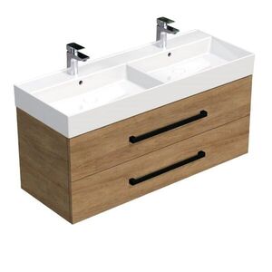 Kúpeľňová skrinka s čiernou úchytkou a umývadlom SAT Cube Way 120x53x46 cm dub Hickory mat CUBE46C1202DHSAT CUBE46C1202DHSAT vyobraziť