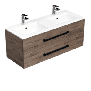 Kúpeľňová skrinka s čiernou úchytkou a umývadlom SAT Cube Way 120x53x46 cm dub Wellington mat CUBE46C1202DWMOD CUBE46C1202DWMOD vyobraziť