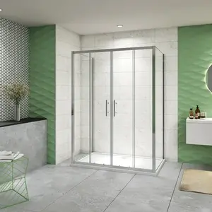 H K - Sprchovací kút do U SYMPHONY D4 120 × 70 × 70 s posuvnými dverami – chróm, vrátane sprchovej vaničky z liateho mramoru SE-SYMPD41207070/THOR-12070 vyobraziť