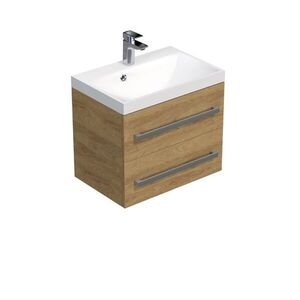 Kúpeľňová skrinka s chrómovými úchytmi a umývadlom SAT Cube Way 60x53x40 cm dub Hickory mat CUBE260ZDH CUBE260ZDH vyobraziť