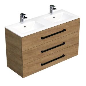 Kúpeľňová skrinka s čiernou úchytkou a umývadlom SAT Cube Way 120x71x46 cm dub Hickory mat CUBE46C1203DHMOD CUBE46C1203DHMOD vyobraziť