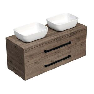 Kúpeľňová skrinka s čiernou úchytkou a krycou doskou SAT Cube Way 120x47, 5x46 cm dub Wellington mat CUBE46C1203DW45 CUBE46C1203DW45 vyobraziť