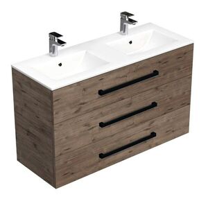 Kúpeľňová skrinka s čiernou úchytkou a umývadlom SAT Cube Way 120x76, 5x46 cm dub Wellington mat CUBE46C1203DWMOD CUBE46C1203DWMOD vyobraziť