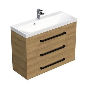 Kúpeľňová skrinka s čiernou úchytkou a umývadlom SAT Cube Way 100x71x40 cm dub Hickory mat CUBE2C1003DH CUBE2C1003DH vyobraziť