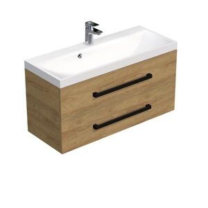 Kúpeľňová skrinka s čiernou úchytkou a umývadlom SAT Cube Way 100x53x40 cm dub Hickory mat CUBE2C100ZDH CUBE2C100ZDH vyobraziť