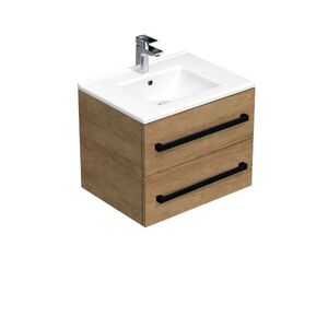 Kúpeľňová skrinka s čiernou úchytkou a umývadlom SAT Cube Way 60x53x46 cm dub Hickory mat CUBE46C602DHMOD CUBE46C602DHMOD vyobraziť