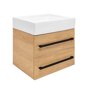 Kúpeľňová skrinka s umývadlom a čiernou úchytkou SAT Cube Way 60x53x46 cm dub Hickory mat CUBE46C602DHSATCW CUBE46C602DHSATCW vyobraziť