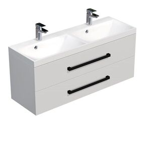 Kúpeľňová skrinka s čiernou úchytkou a umývadlom SAT Cube Way 120x53x40 cm biela lesk lesk/mat CUBE2C120ZBL CUBE2C120ZBL vyobraziť