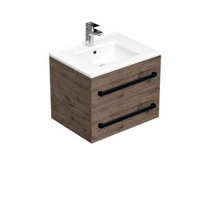Kúpeľňová skrinka s čiernou úchytkou a umývadlom SAT Cube Way 60x53x46 cm dub Wellington mat CUBE46C602DWMOD CUBE46C602DWMOD vyobraziť