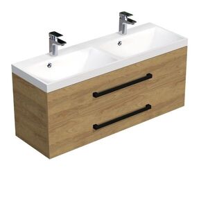 Kúpeľňová skrinka s čiernou úchytkou a umývadlom SAT Cube Way 120x47, 5x40 cm dub Hickory mat CUBE2C120ZDH CUBE2C120ZDH vyobraziť