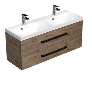 Kúpeľňová skrinka s čiernou úchytkou a umývadlom SAT Cube Way 120x53x40 cm dub Wellington mat CUBE2C120ZDW CUBE2C120ZDW vyobraziť