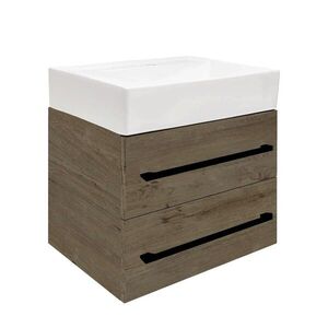Kúpeľňová skrinka s umývadlom a čiernou úchytkou SAT Cube Way 60x53x46 cm dub Wellington mat CUBE46C602DWSATCWL CUBE46C602DWSATCWL vyobraziť