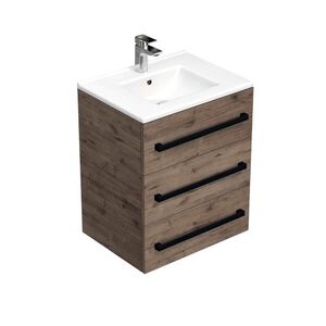 Kúpeľňová skrinka s čiernou úchytkou a umývadlom SAT Cube Way 60x76, 5x46 cm dub Wellington mat CUBE46C603DWMOD CUBE46C603DWMOD vyobraziť