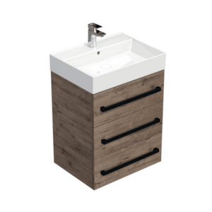 Kúpeľňová skrinka s čiernou úchytkou a umývadlom SAT Cube Way 60x71x46 cm dub Wellington mat CUBE46C603DWSAT CUBE46C603DWSAT vyobraziť