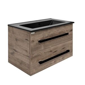 Kúpeľňová skrinka s čiernou úchytkou a umývadlom SAT Cube Way 80x53x46 cm dub Wellington mat CUBE46C802DWMODC CUBE46C802DWMODC vyobraziť