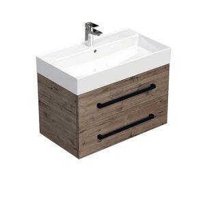 Kúpeľňová skrinka s čiernou úchytkou a umývadlom SAT Cube Way 80x53x46 cm dub Wellington mat CUBE46C802DWSAT CUBE46C802DWSAT vyobraziť