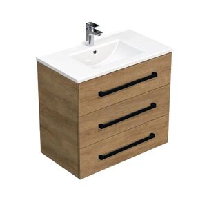 Kúpeľňová skrinka s čiernou úchytkou a umývadlom SAT Cube Way 80x76, 5x46 cm dub Hickory mat CUBE46C803DHMOD CUBE46C803DHMOD vyobraziť
