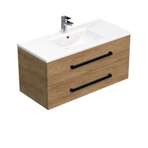 Kúpeľňová skrinka s čiernou úchytkou a umývadlom SAT Cube Way 100x53x46 cm dub Hickory mat CUBE46C1002DHMOD CUBE46C1002DHMOD vyobraziť
