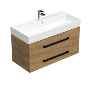 Kúpeľňová skrinka s čiernou úchytkou a umývadlom SAT Cube Way 100x53x46 cm dub Hickory mat CUBE46C1002DHSAT CUBE46C1002DHSAT vyobraziť