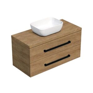 Kúpeľňová skrinka s čiernou úchytkou a krycou doskou SAT Cube Way 100x47, 5x46 cm dub Hickory mat CUBE46C1003DHSAT45 CUBE46C1003DHSAT45 vyobraziť
